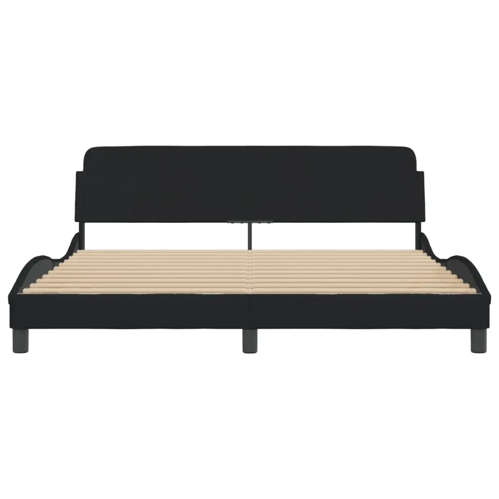King Bed Frame 180x200cm Black Fabric Headboard Bedroom Furniture Slats