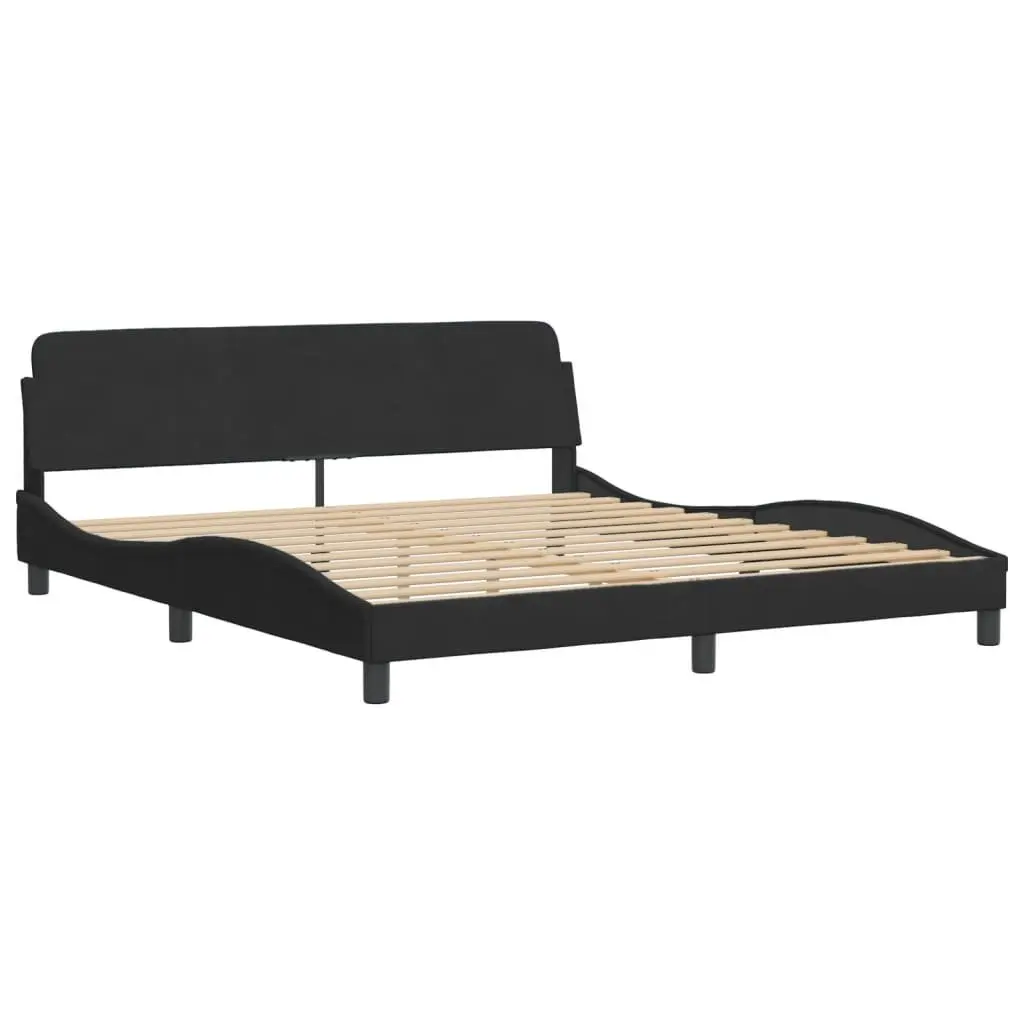 King Size Bed Frame 180x200 cm Black Velvet Headboard Upholstered Bedroom