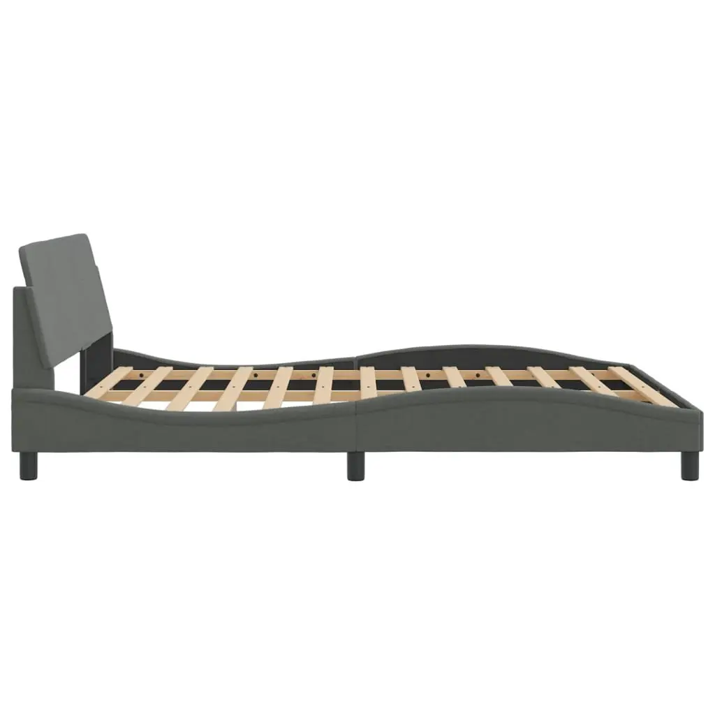 Queen Bed Frame Grey Fabric Headboard Sturdy Legs Bedroom Furniture Modern