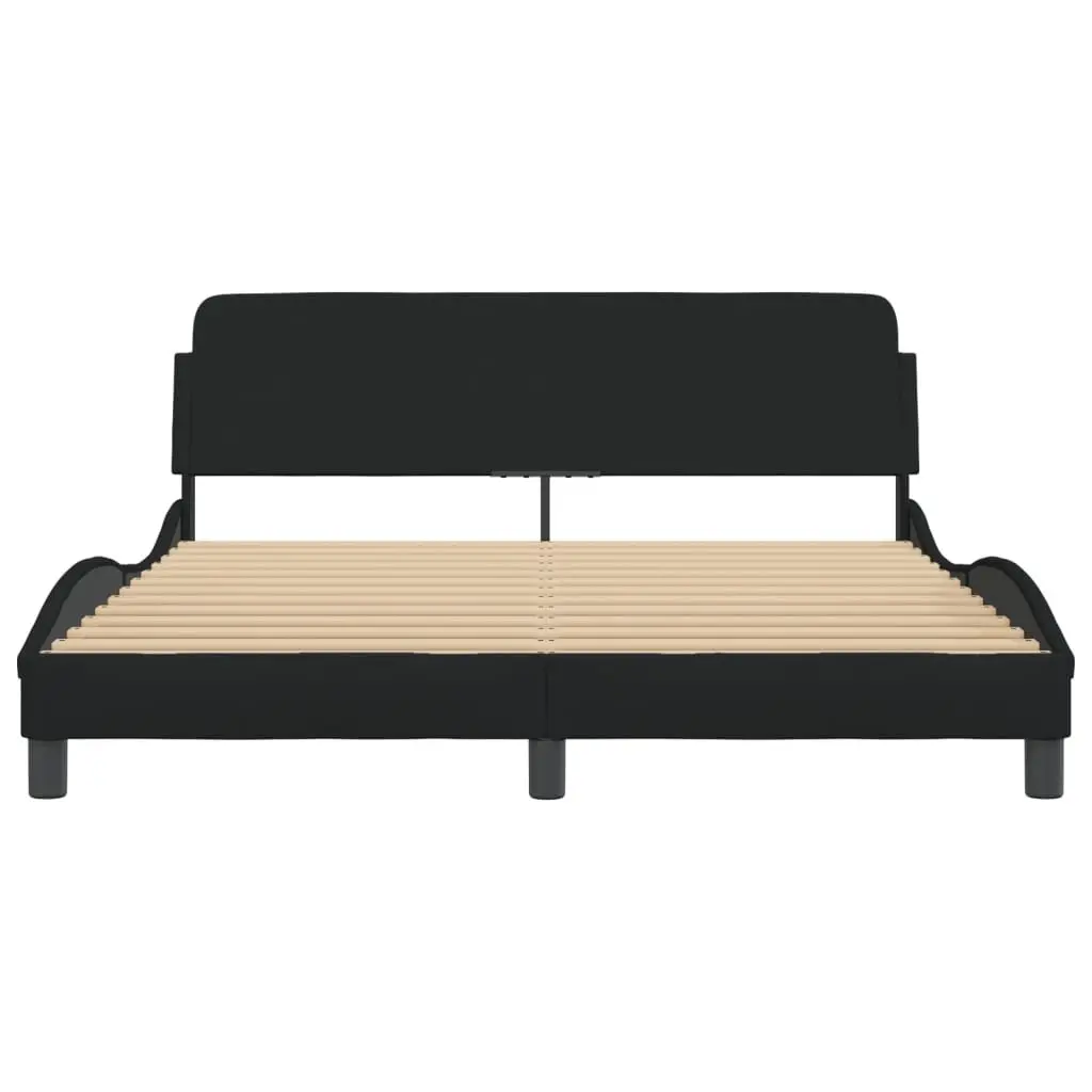 Queen Bed Frame Black Fabric Headboard 152x203cm Bedroom Furniture Upholstered