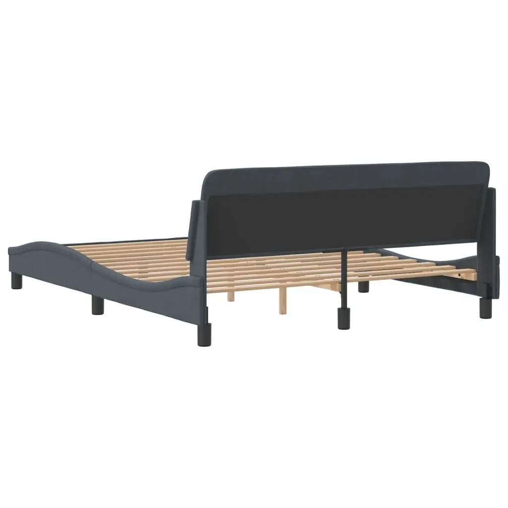 Queen Bed Frame Grey Velvet Upholstered Headboard Modern 152 x 203 cm