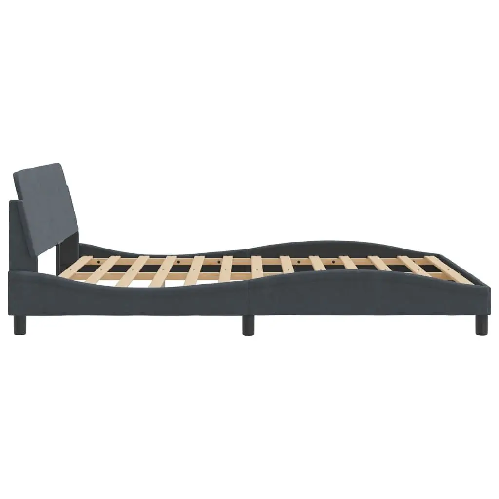 Queen Bed Frame Grey Velvet Upholstered Headboard Modern 152 x 203 cm