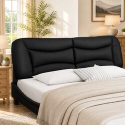Headboard Cushion Black Faux Leather 180cm Wall Mounted Bed Pillow Cushioned