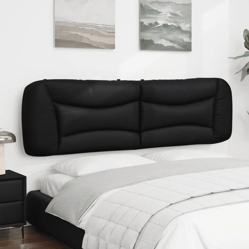 Faux Leather Headboard Cushion 180cm Black Wall Mounted Bed Pillow with PP Fibre Filling