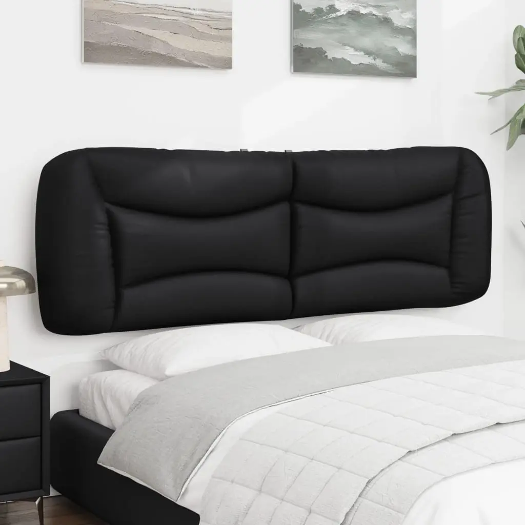 Headboard Cushion Black Faux Leather Wall Mounted Bed Pillow Upholstered 153cm