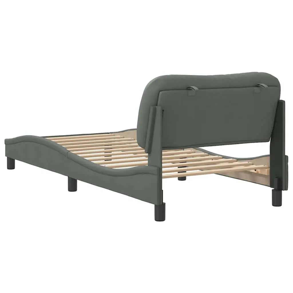 Bed Frame with Headboard Grey Fabric 90x190 cm Bedroom Furniture Slatted Base