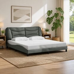 Contemporary Grey King Bed Frame 180x200 cm with Slats