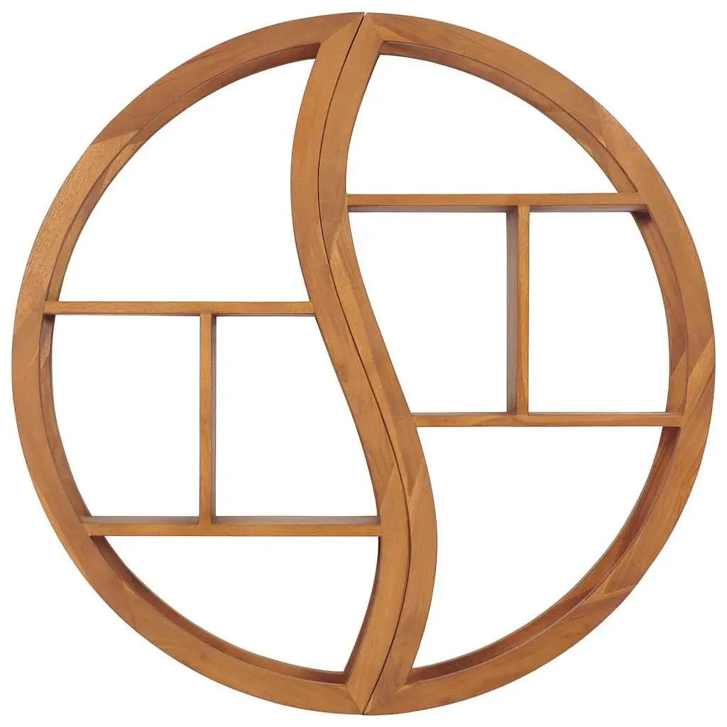 Yin Yang Wall Shelf in Solid Teak