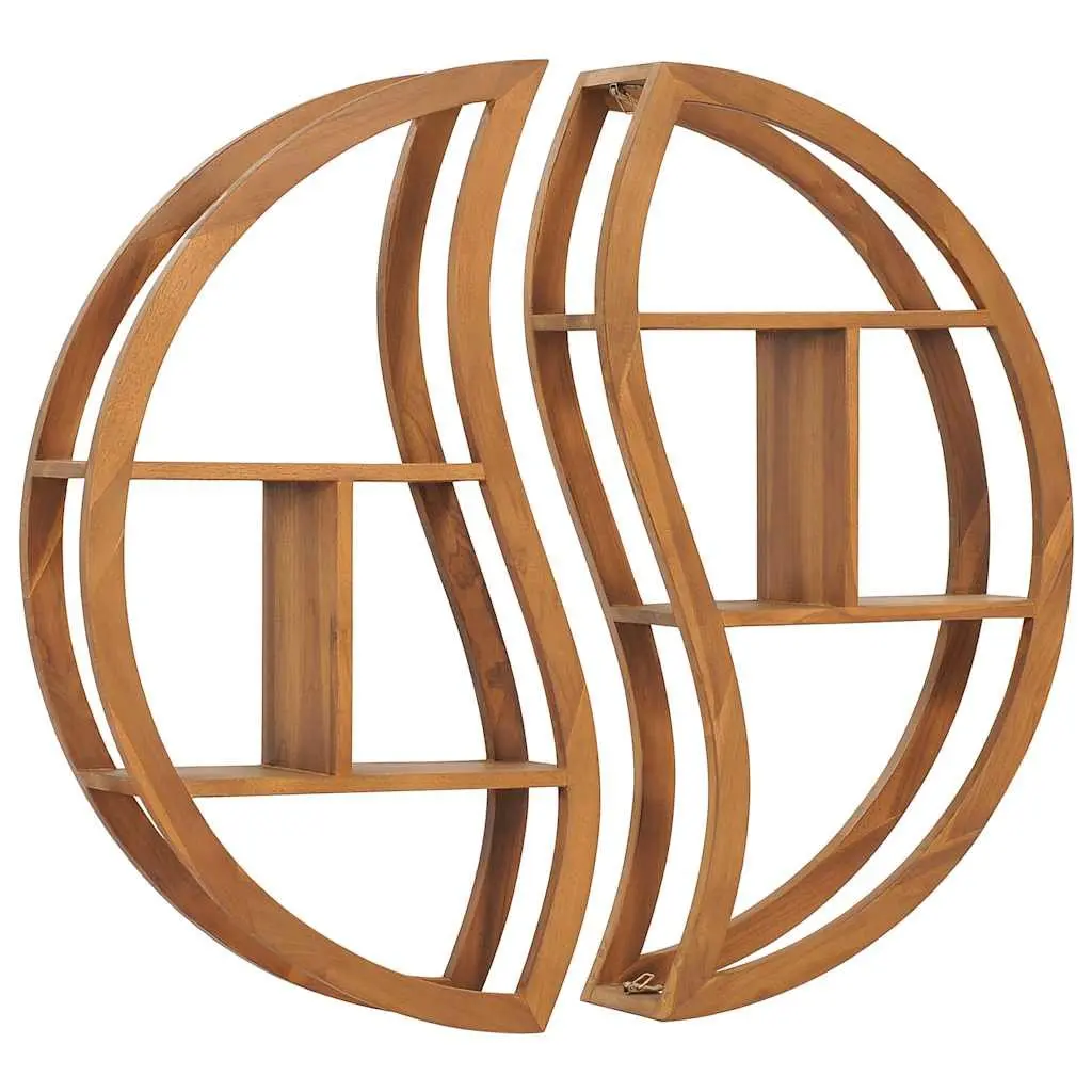 Yin Yang Wall Shelf in Solid Teak