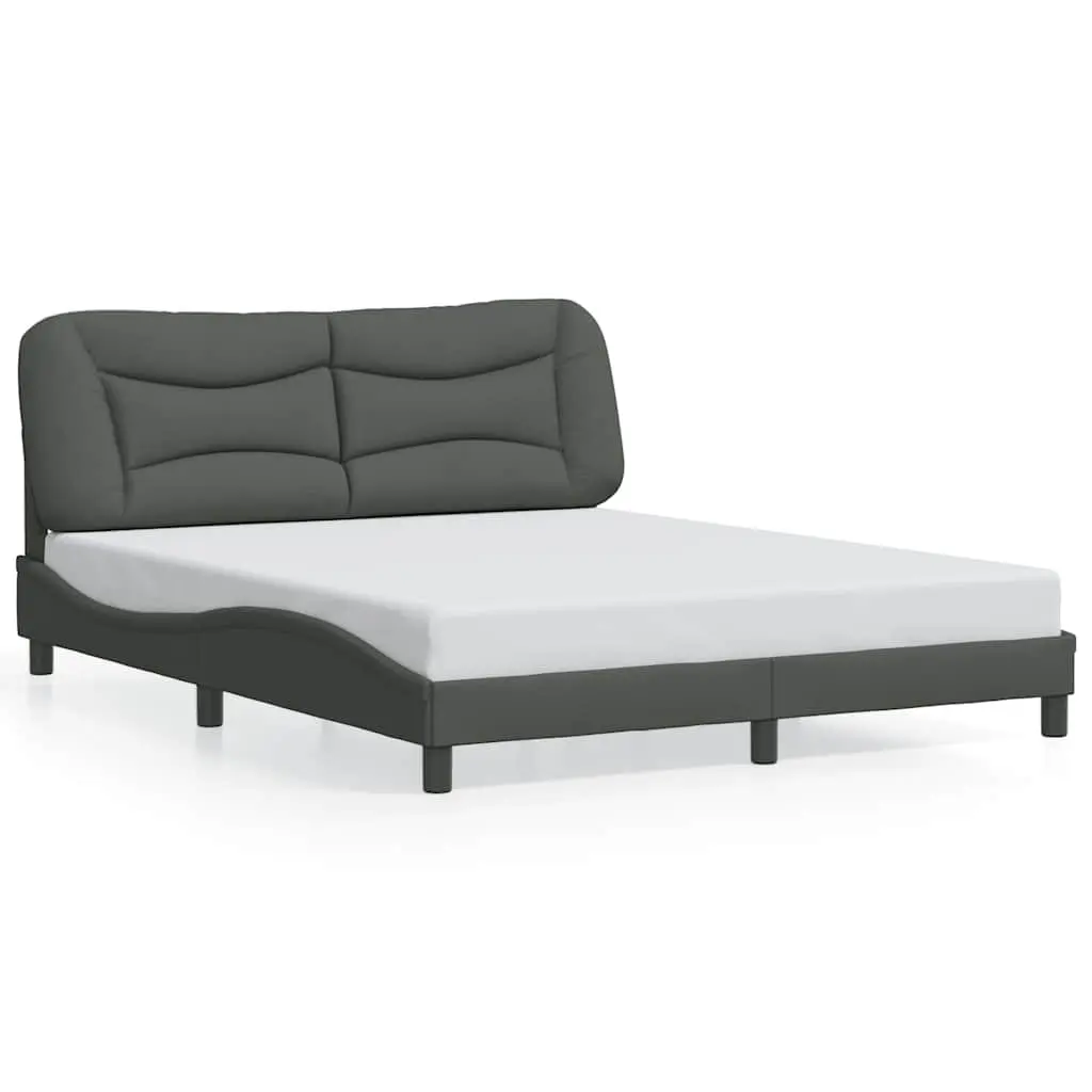 Queen Bed Frame Grey Fabric Headboard Bedroom Furniture 152x203cm Upholstered