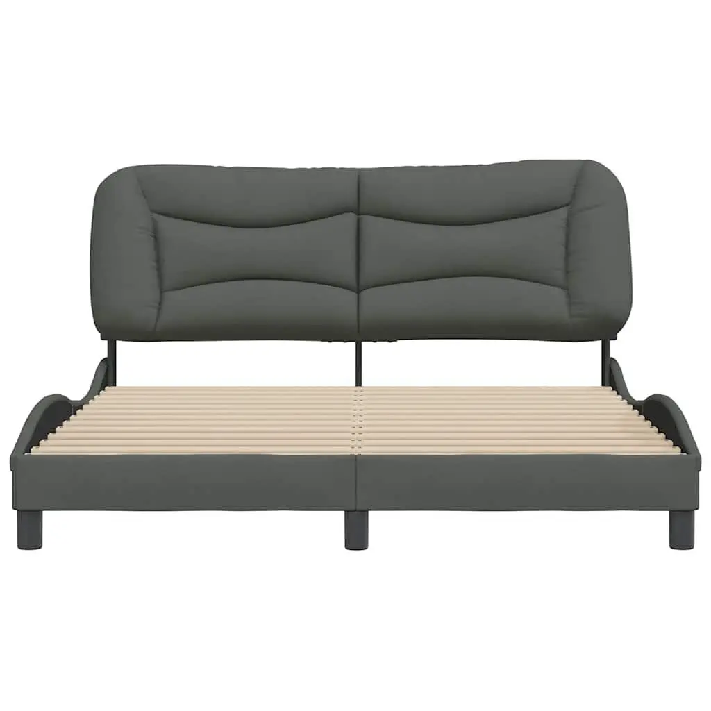 Queen Bed Frame Grey Fabric Headboard Bedroom Furniture 152x203cm Upholstered