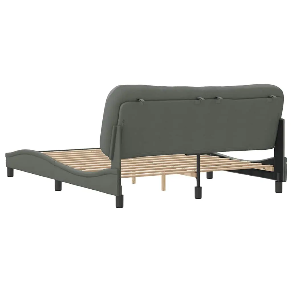 Queen Bed Frame Grey Fabric Headboard Bedroom Furniture 152x203cm Upholstered