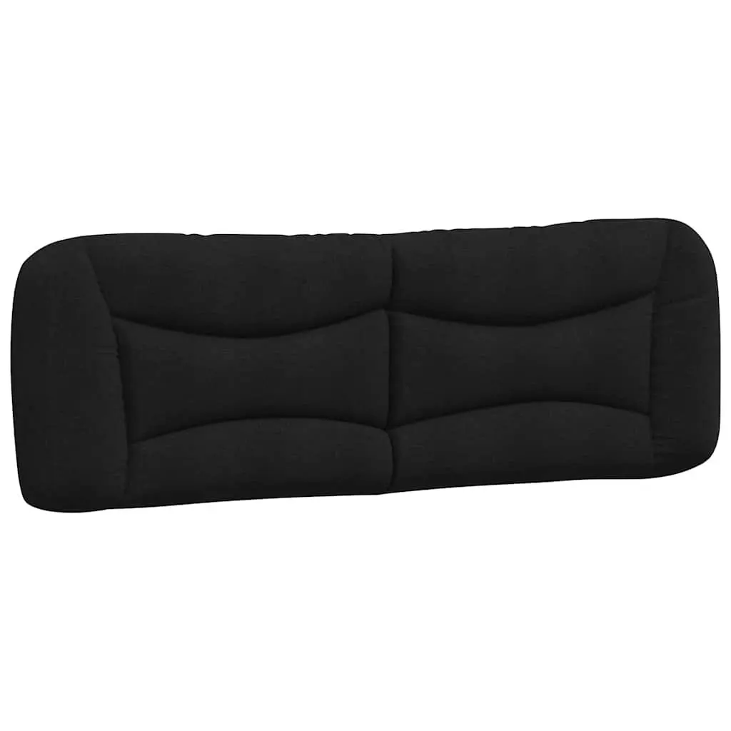 Queen Bed Frame with Plywood Slats Black Fabric Headboard 152x203cm