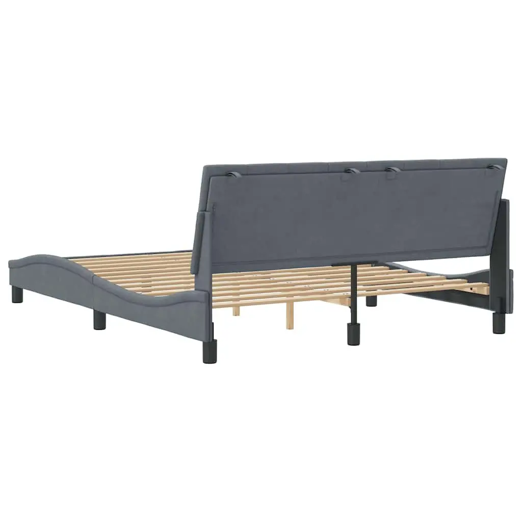 Queen Bed Frame with Headboard Velvet Grey Modern Bedroom Furniture 152x203cm