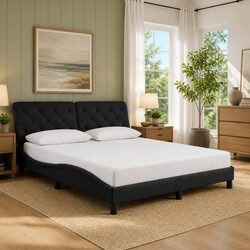 Queen Bed Frame Black Velvet 152x203 cm Headboard Bedroom Furniture without