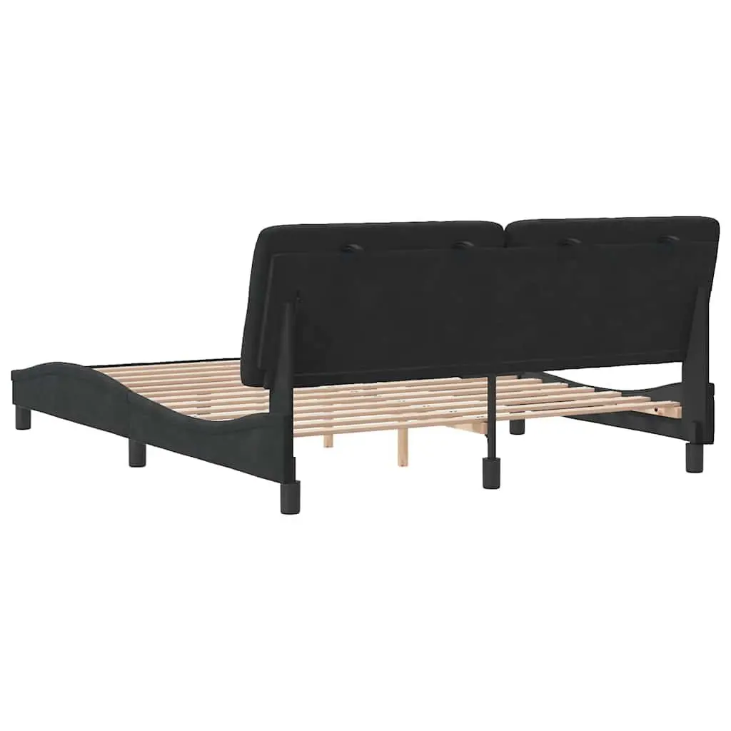 Queen Bed Frame Black Velvet 152x203 cm Headboard Bedroom Furniture without