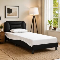Your Perfect Black Bed Frame 90x190 cm with Padded Pillow