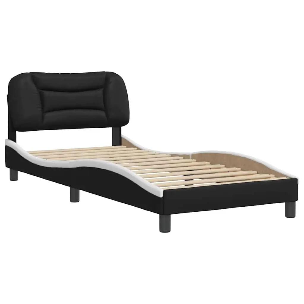 Black Bed Frame 90x190 cm with Padded Pillow