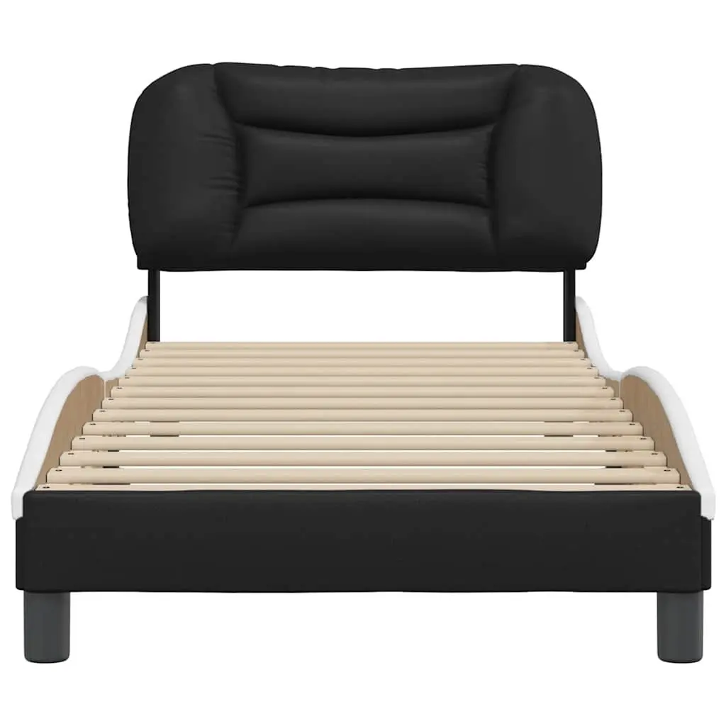 Black Bed Frame 90x190 cm with Padded Pillow