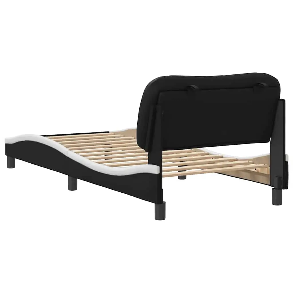 Black Bed Frame 90x190 cm with Padded Pillow
