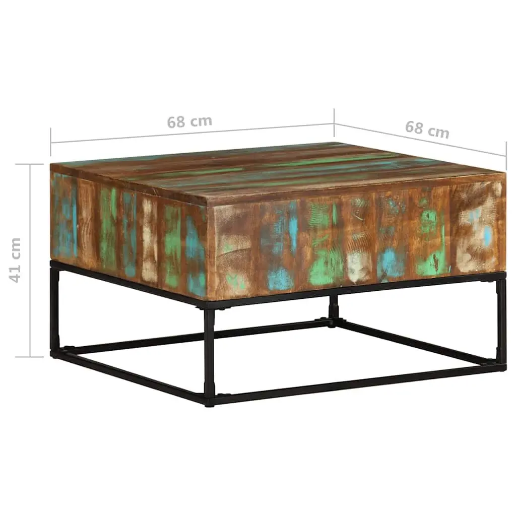 Reclaimed Wood Coffee Table Handmade Brown 68x68x41 cm Sturdy Iron Legs