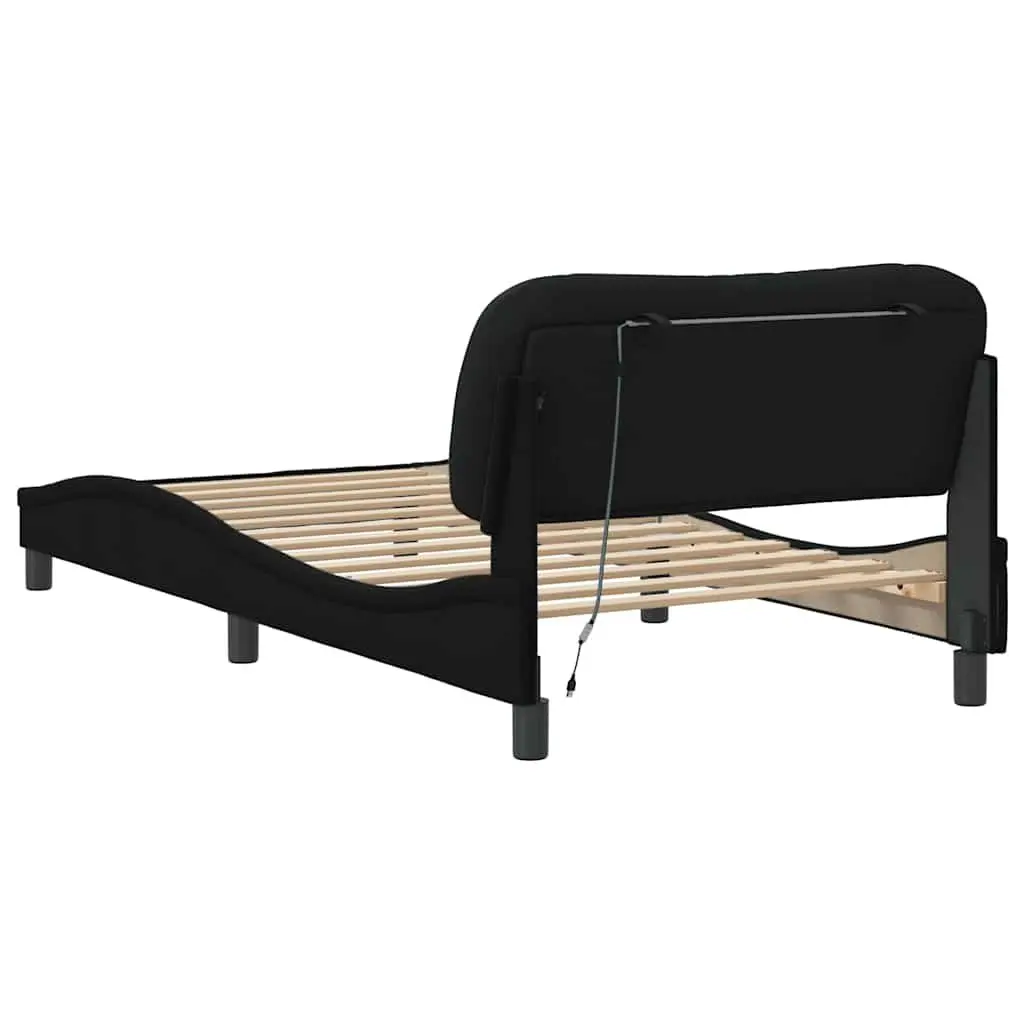 Bed Frame Fabric Headboard Black 107x203 cm