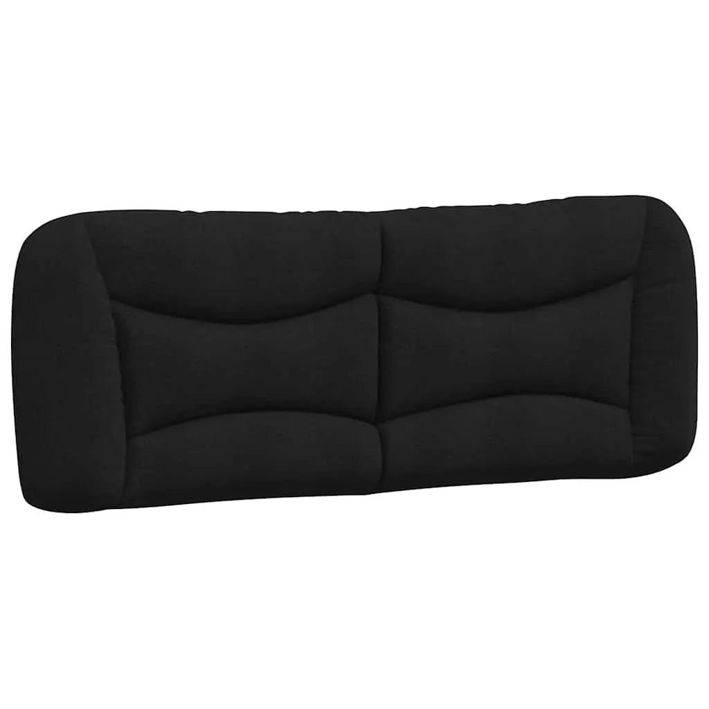 Queen Bed Frame Black Fabric Cushioned Headboard Plywood Slats 152 x 203 cm