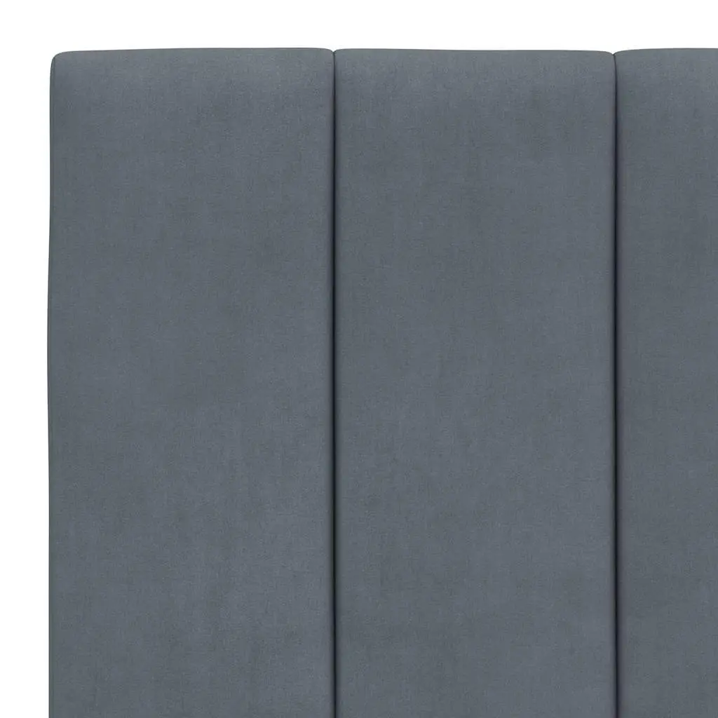Grey Velvet Bed Frame 90x190 cm with Foam-Filled Headboard and Slatted Base for Bedroom Comfort