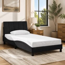 King Single Bed Frame Headboard Velvet Black 107x203 cm Bedroom Furniture Sleep