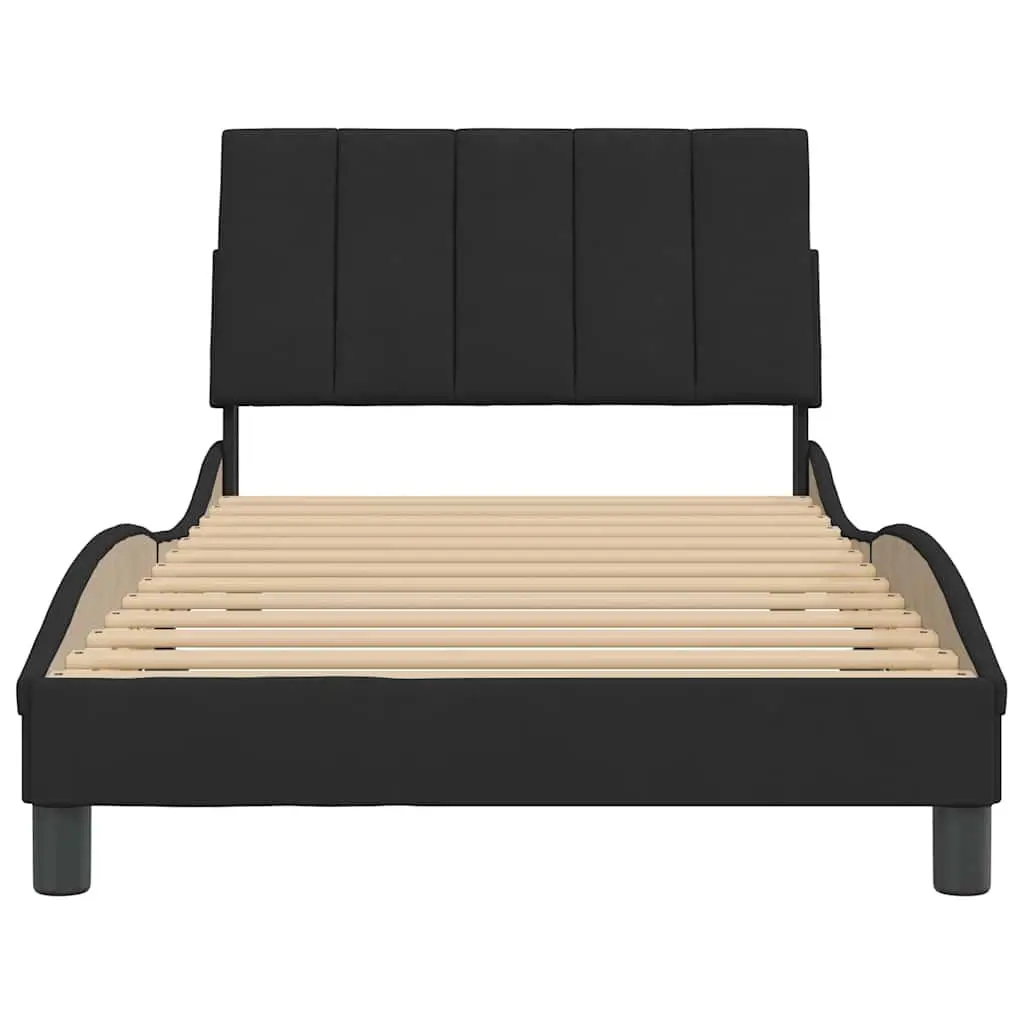 King Single Bed Frame Velvet Black 107x203 cm