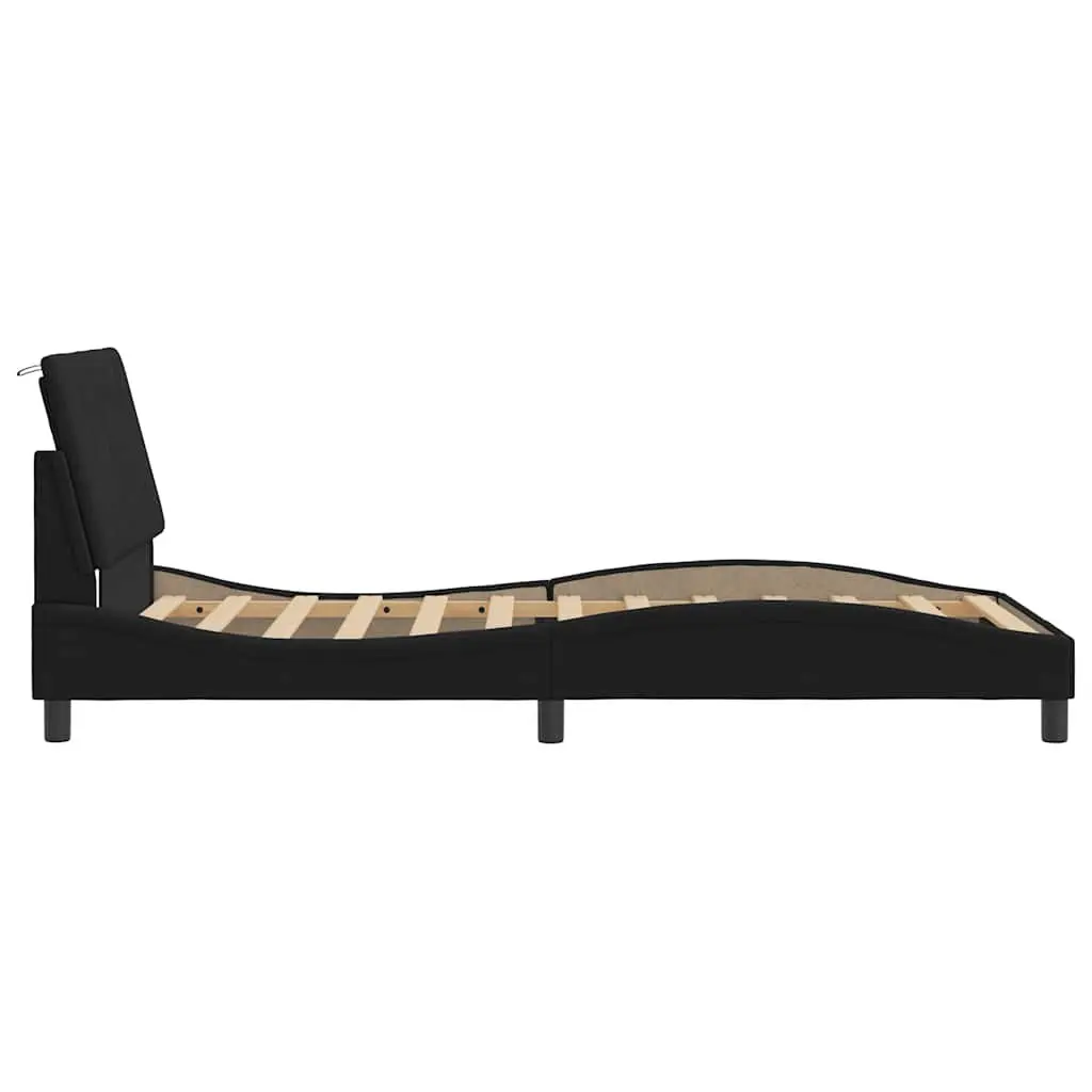 King Single Bed Frame Velvet Black 107x203 cm
