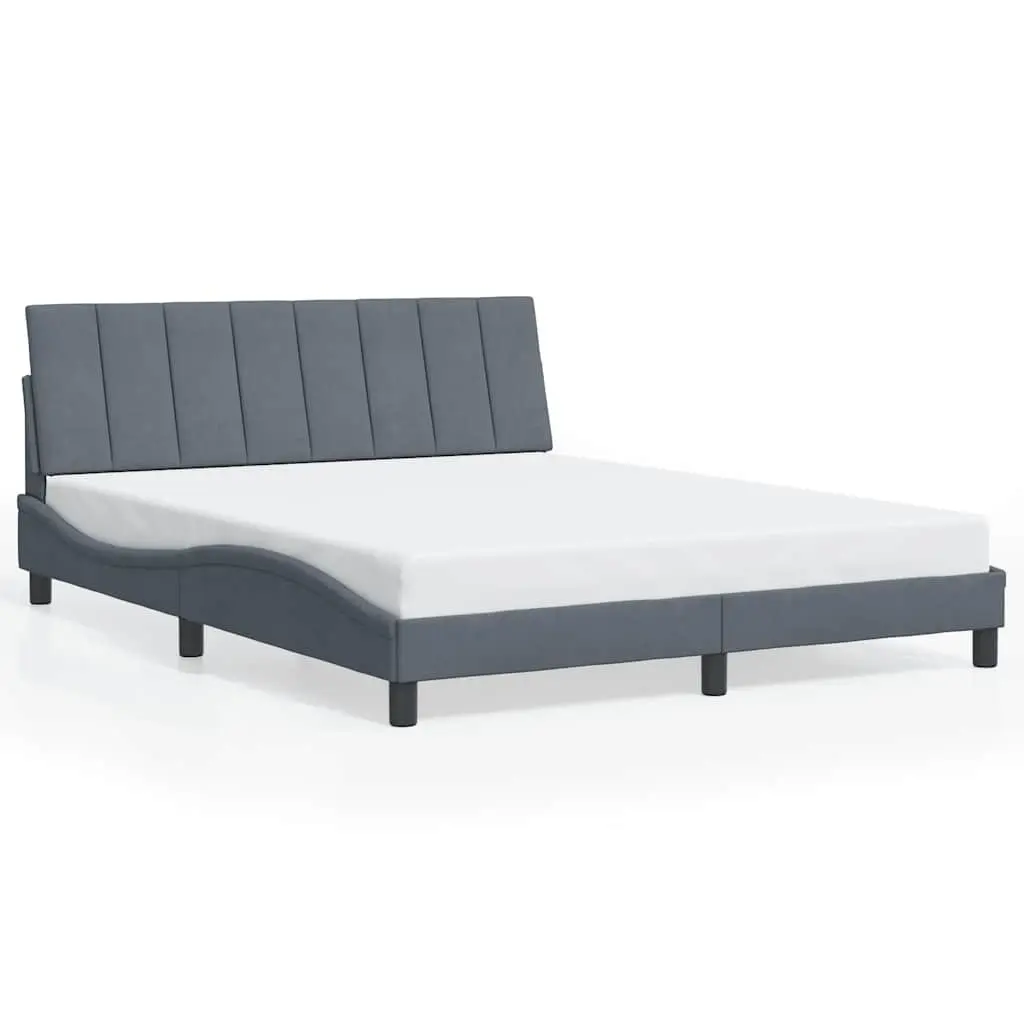 Queen Bed Frame with Headboard Velvet Upholstered Modern Bedroom Furniture