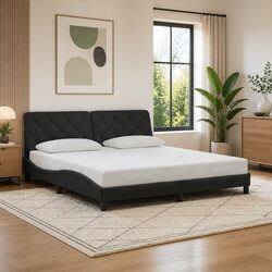 Bed Frame 180x200 cm Black Velvet Headboard Upholstered Platform Bedroom