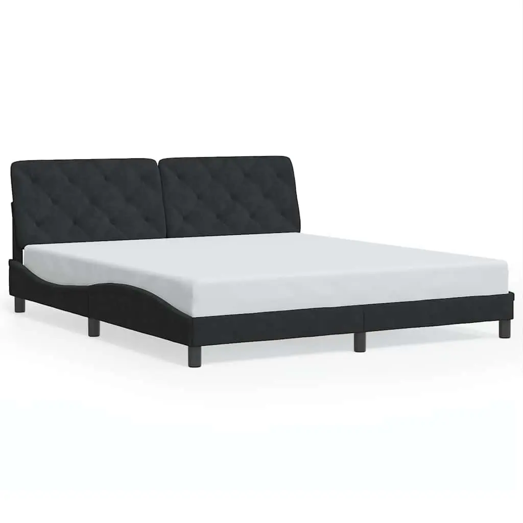 Bed Frame Velvet Upholstered Headboard 180x200 cm Black