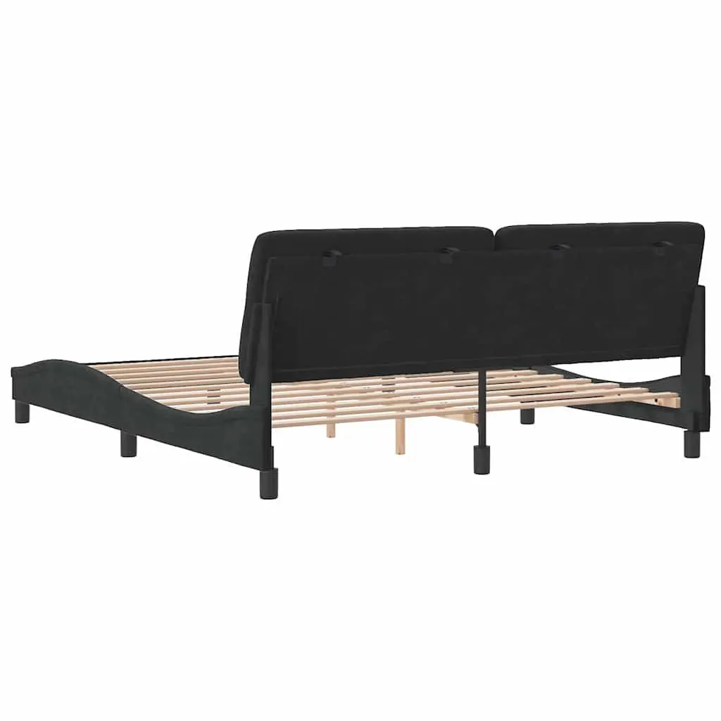 Bed Frame Velvet Upholstered Headboard 180x200 cm Black