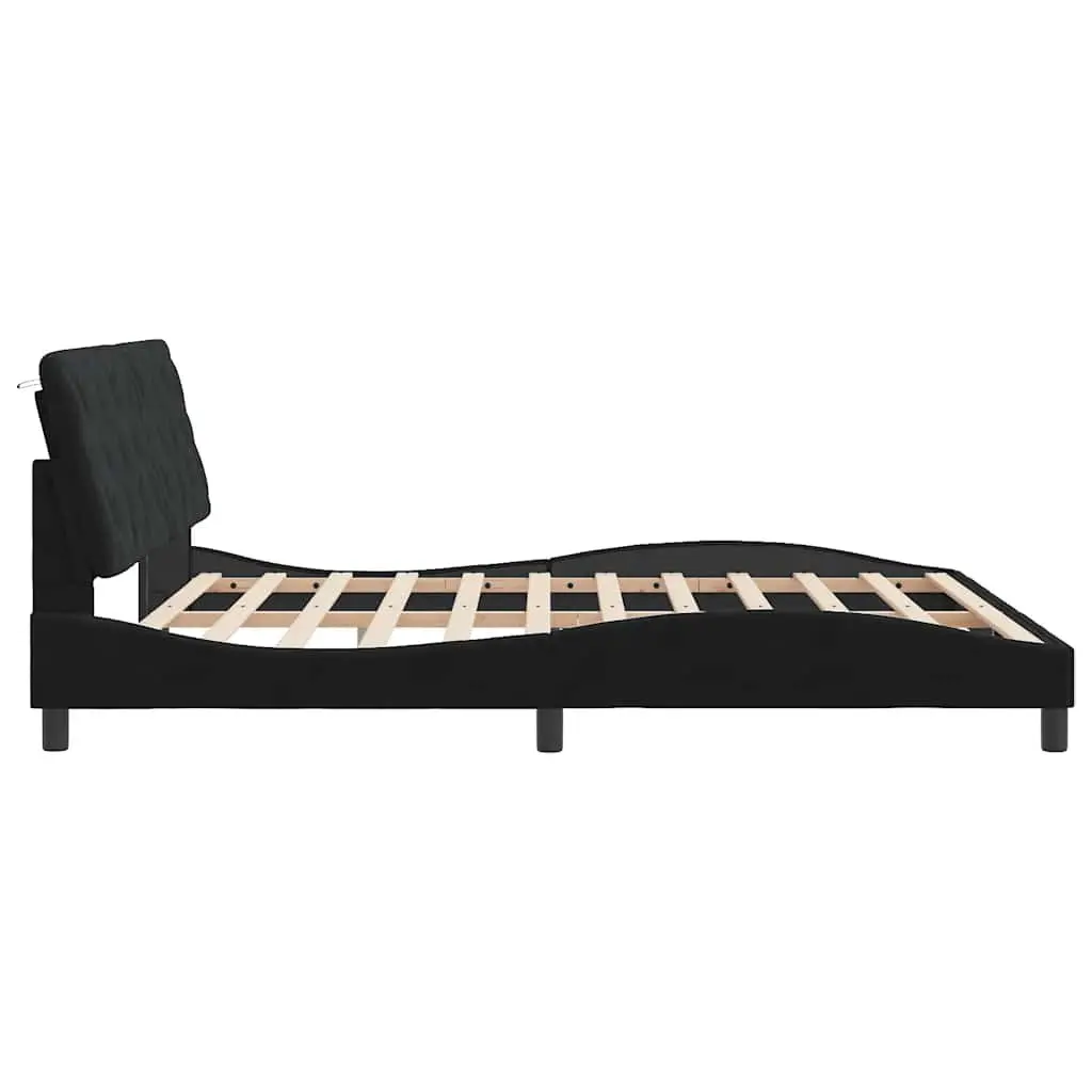 Bed Frame Velvet Upholstered Headboard 180x200 cm Black