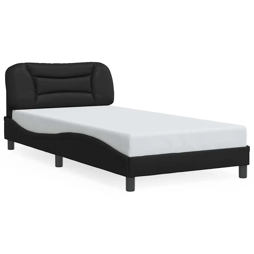 King Single Bed Frame Black Faux Leather Headboard Bedroom Furniture 107x203 cm