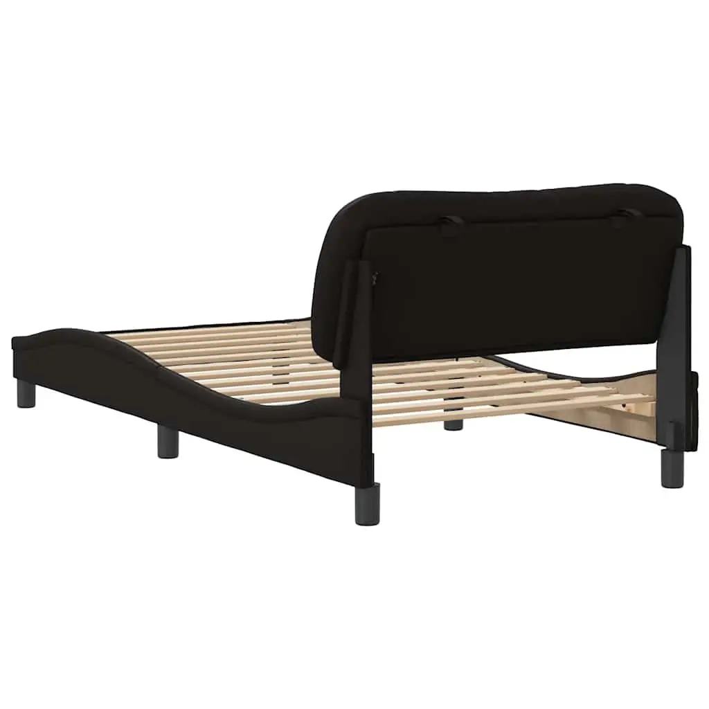 King Single Bed Frame Black Faux Leather Headboard Bedroom Furniture 107x203 cm