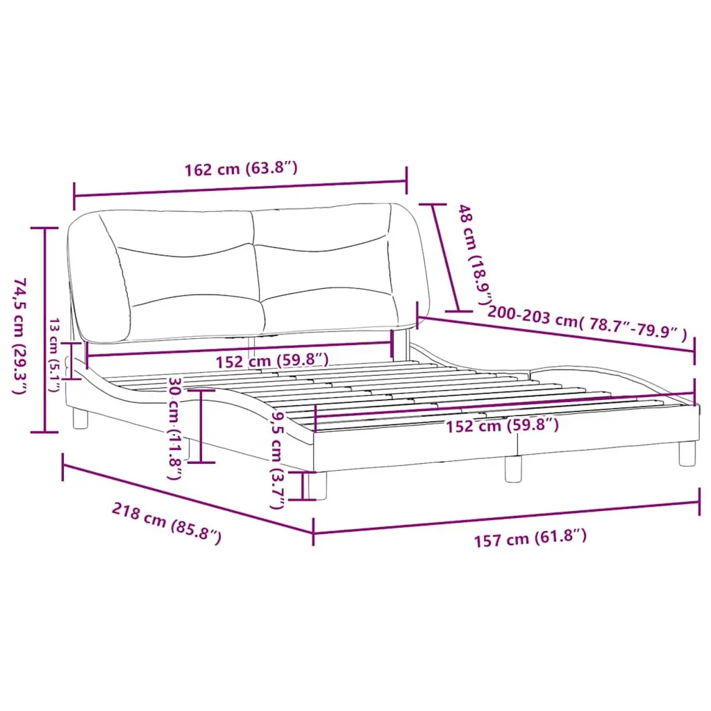 Queen Bed Frame with Headboard White Faux Leather Modern Bedroom Furniture