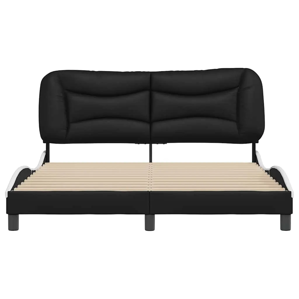 Queen Bed Frame with Headboard White Faux Leather Modern Bedroom Furniture
