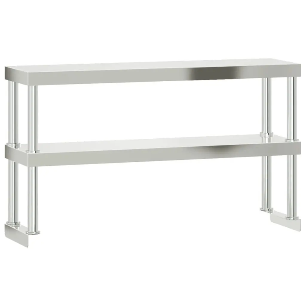 Stainless Steel Kitchen Work Table with Overshelf 110x55x150cm Prep Station