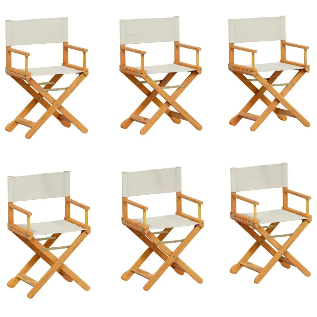 Folding Garden Chairs Cream Fabric Portable Outdoor Seating Set of 6