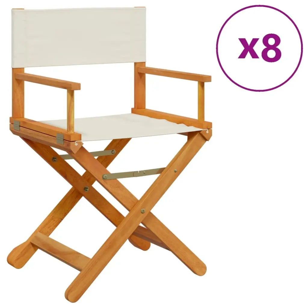 Folding Garden Chairs Set of 8 Cream Fabric Lightweight Director Style