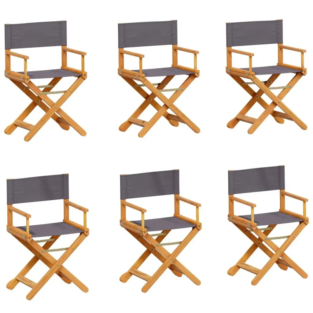 Folding Garden Chairs Set Grey Fabric Portable 6 Piece