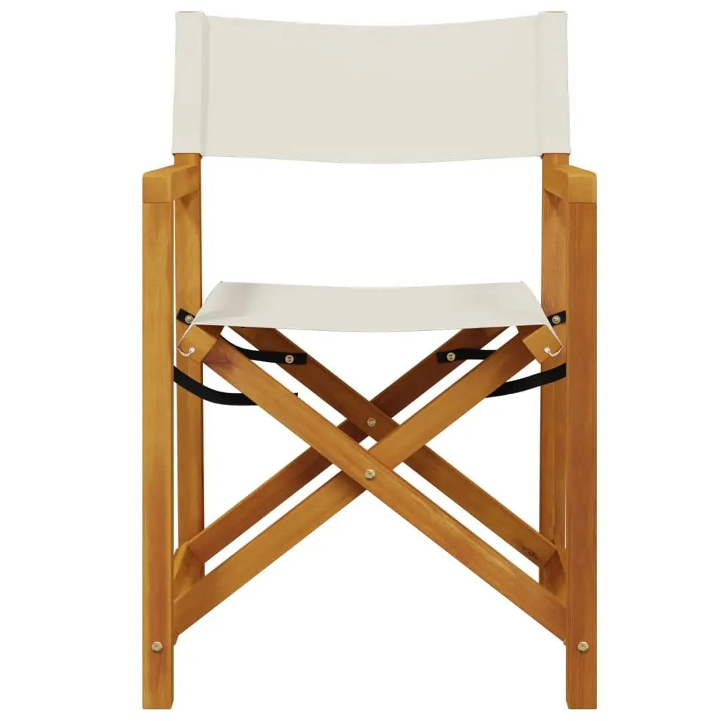 Folding Garden Chairs Lightweight Cream Fabric Acacia Wood Frame 4 Piece Set