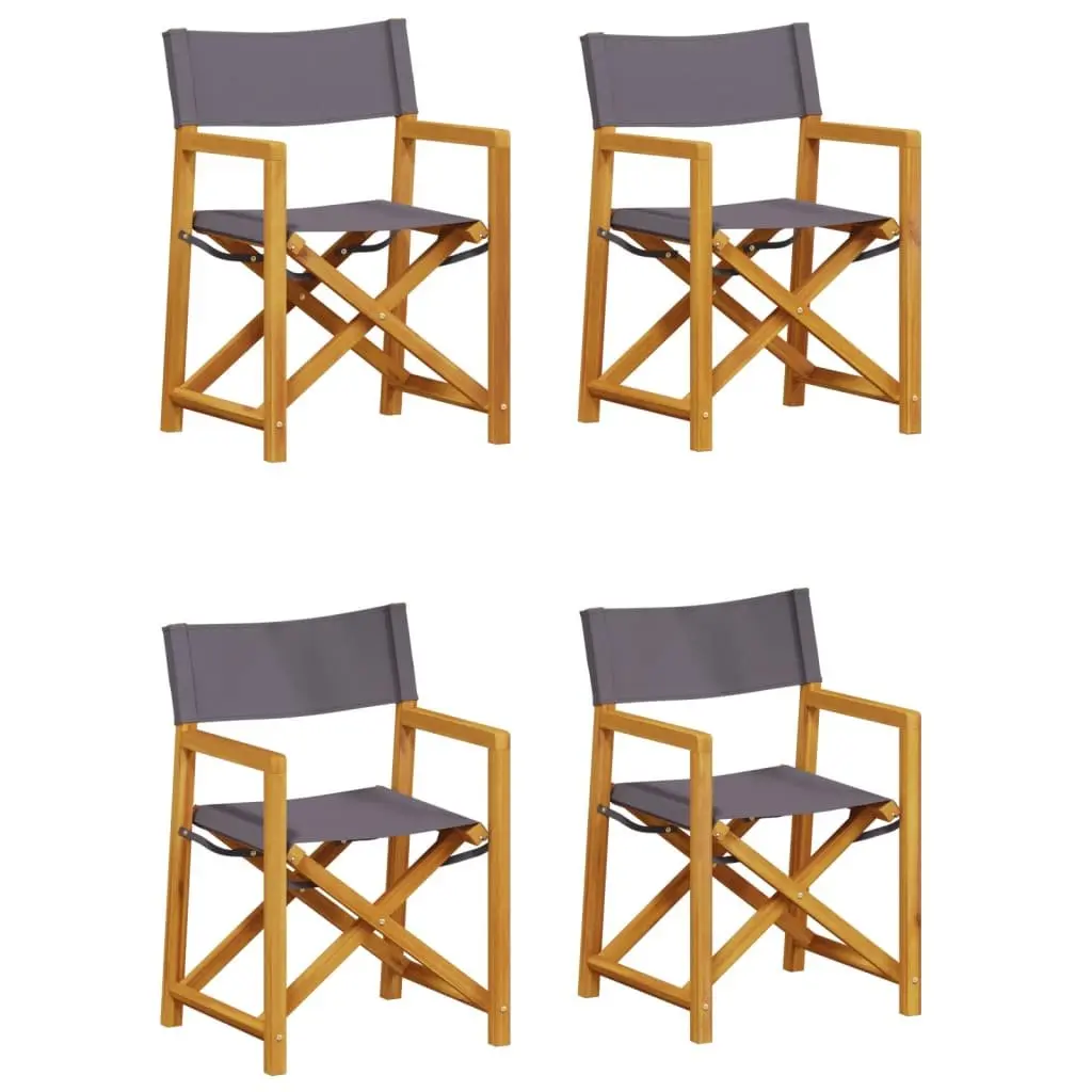 Folding Garden Chairs Lightweight Grey Fabric Set of 4 Outdoor Seating