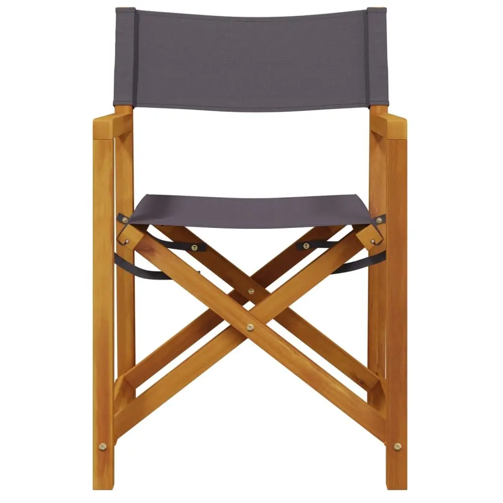 Folding Garden Chairs Set of 6 Grey Fabric Acacia Wood Frame