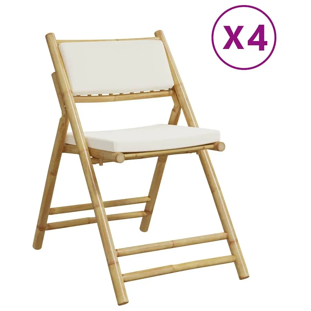 Folding Bistro Chairs 4 Piece Outdoor Seating Set with Cushions Garden Patio