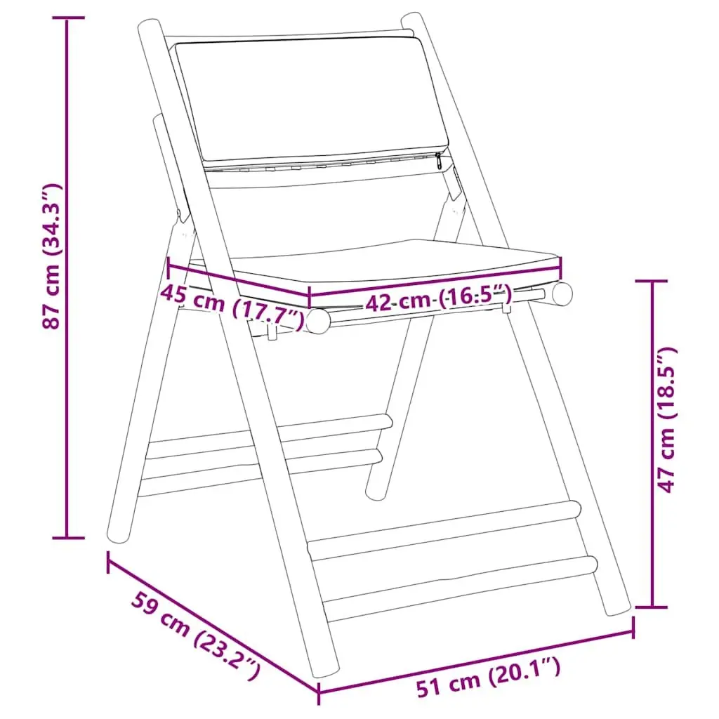 Folding Bistro Chairs 4 Piece Outdoor Seating Set with Cushions Garden Patio