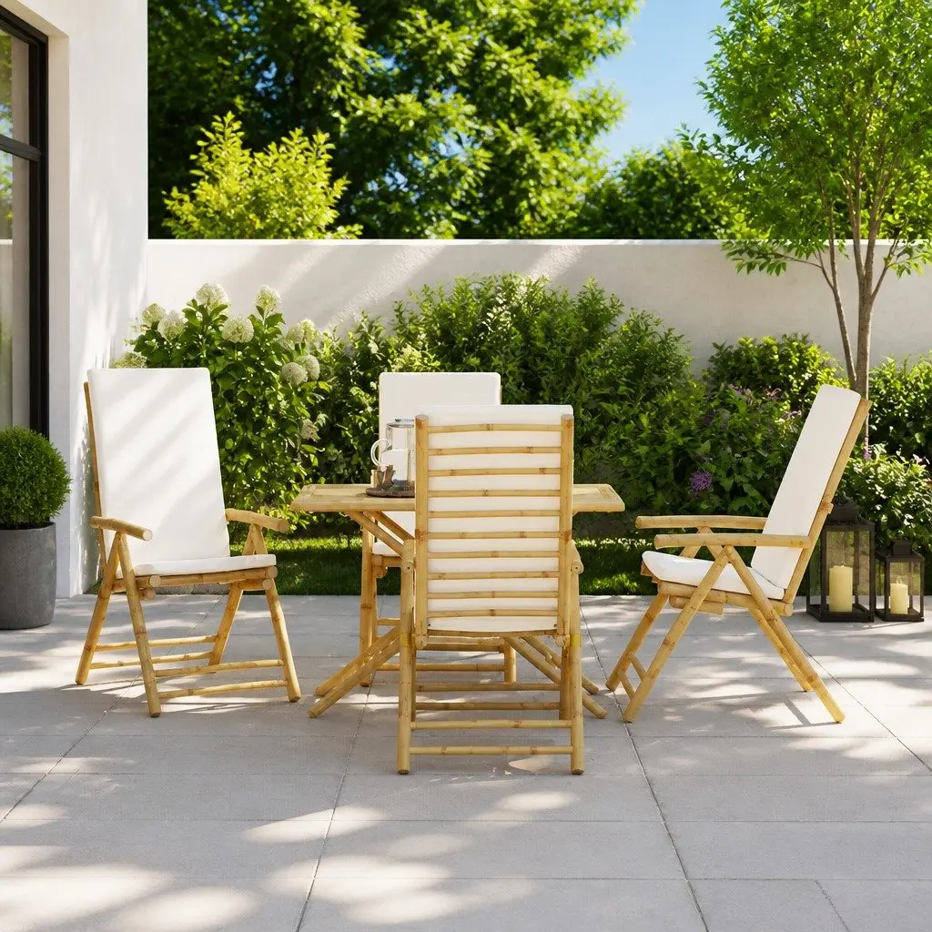 Folding Garden Reclining Chair Five-Position Adjustable Backrest 4 Piece Set